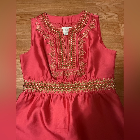 Kate Spade Embellished Silk Blend Dress coral 6 - Picture 2 of 12